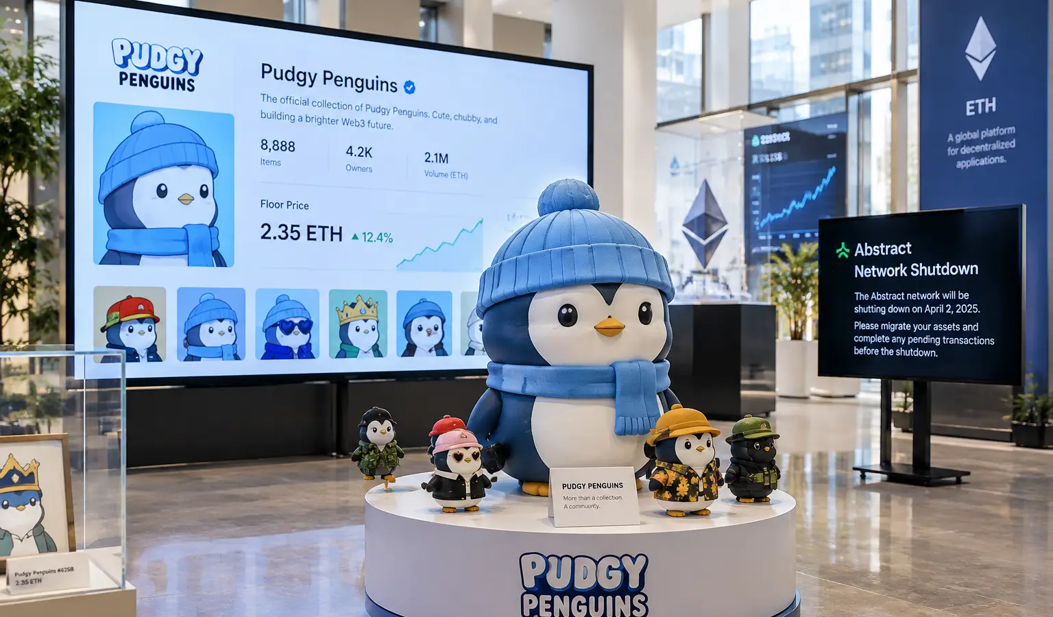 Abstract stopt, Pudgy Penguins-floor stijgt en PENGU zakt