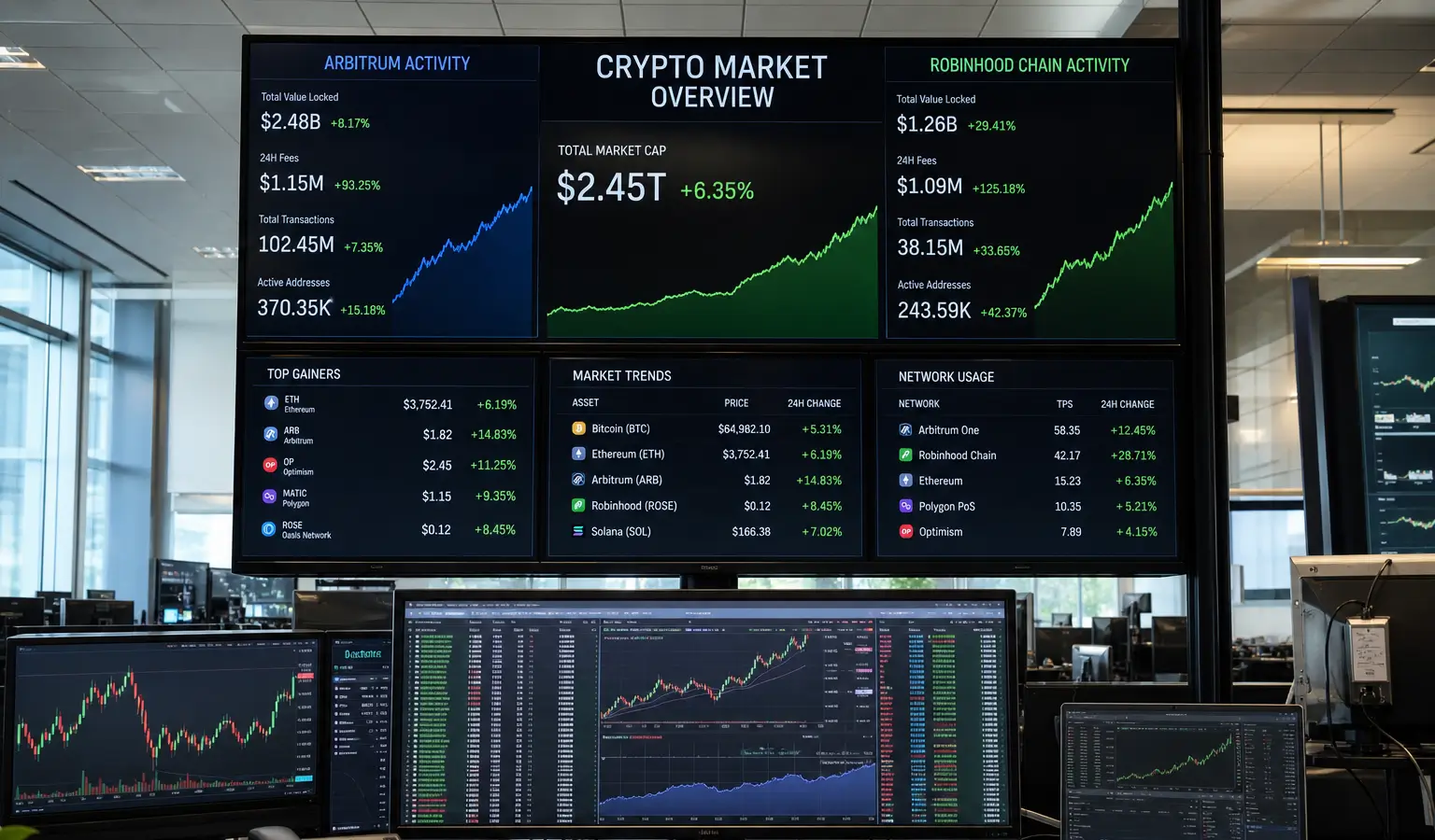 Arbitrum stijgt 90% terwijl Robinhood Chain records breekt