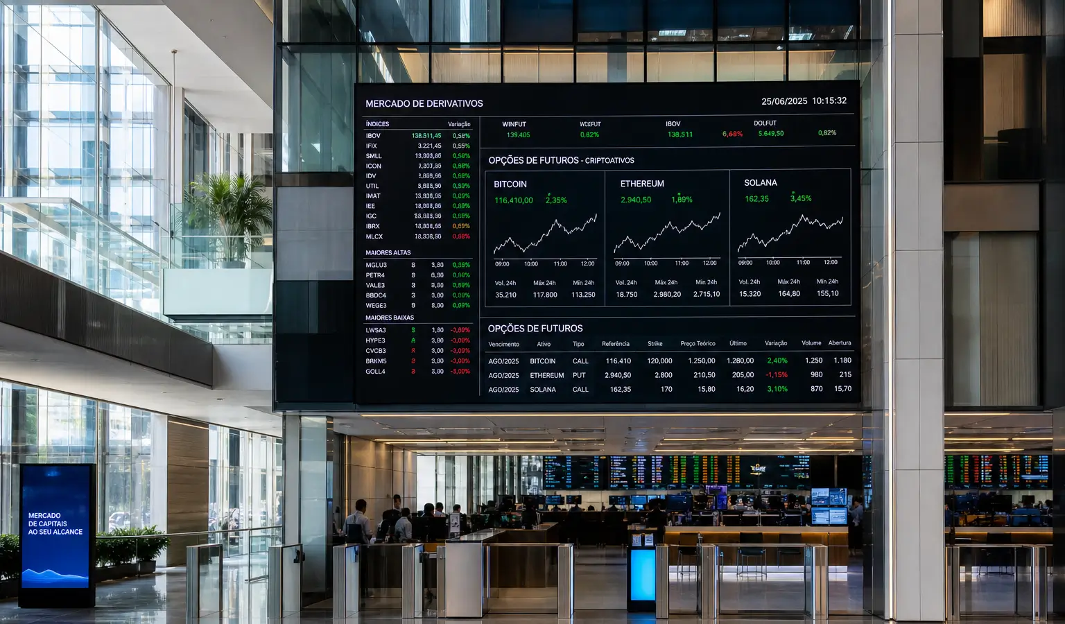 B3 lancia opzioni sui futures di Bitcoin, Ether e Solana