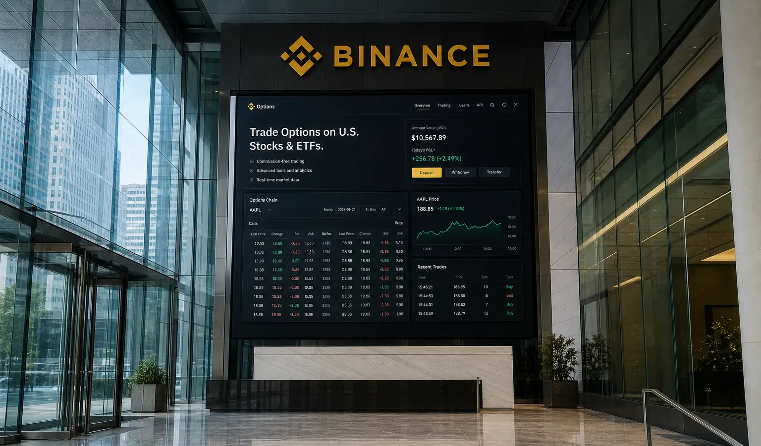 Binance breidt uit met opties op 1.000 Amerikaanse aandelen en ETF's