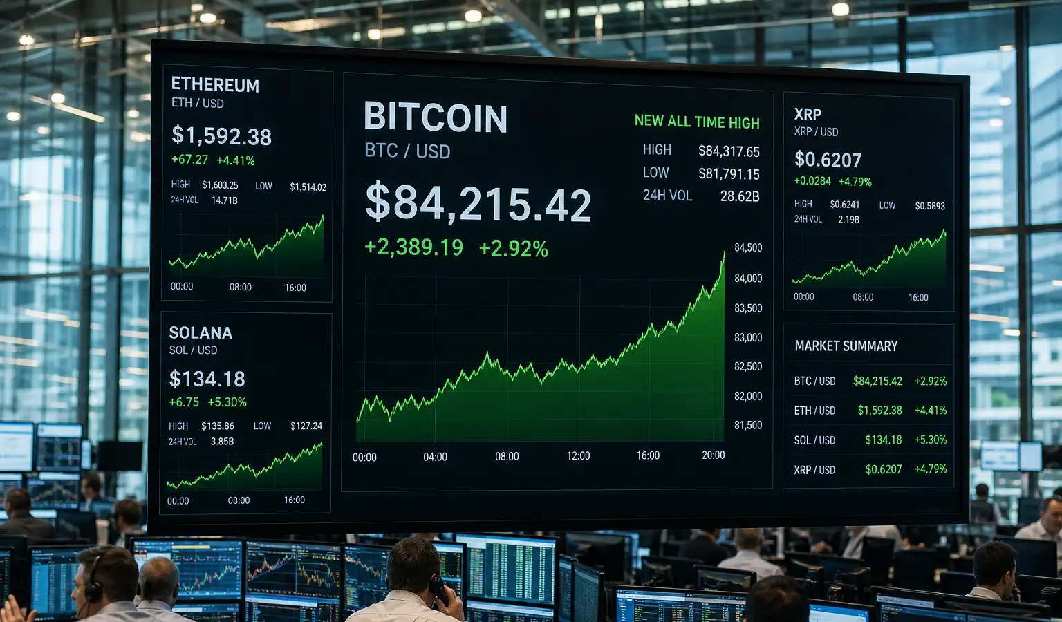 Bitcoin breekt door $84.000 en jaagt shorts weg