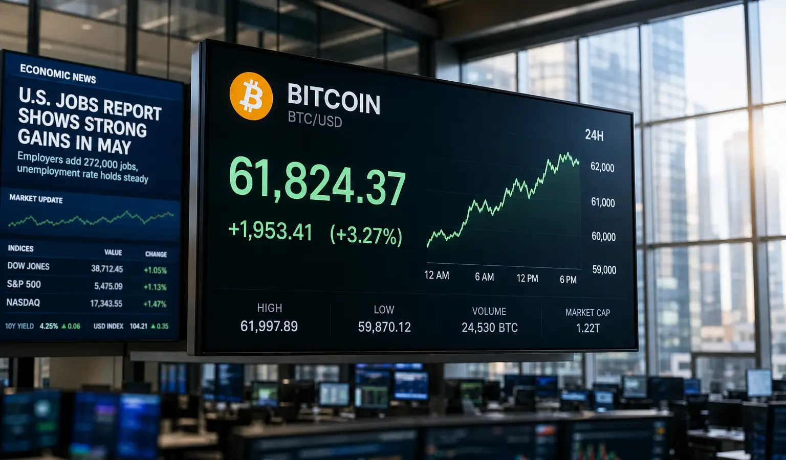 Bitcoin Rises Toward $62,000 After Weak U.S. Jobs Data
