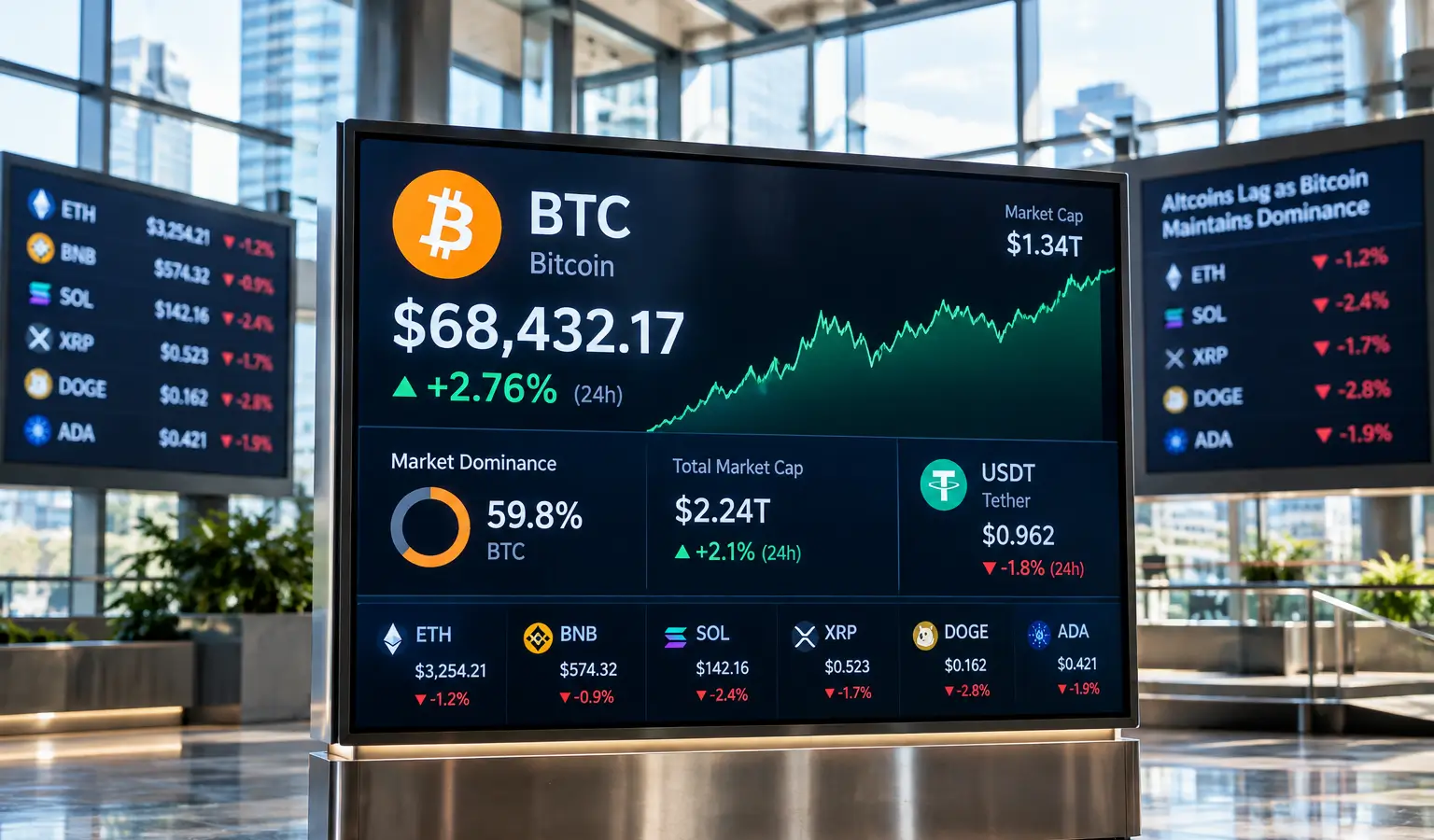 Bitcoin-dominantie nadert 60% terwijl altcoins achterblijven