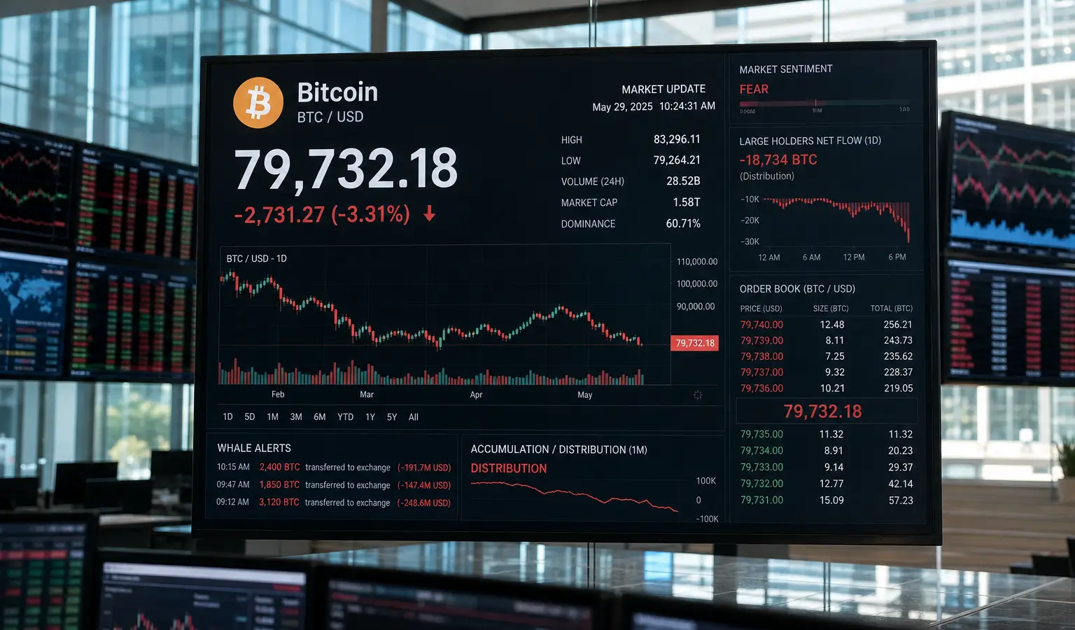 Bitcoin zakt onder $80.000 terwijl whales verkopen
