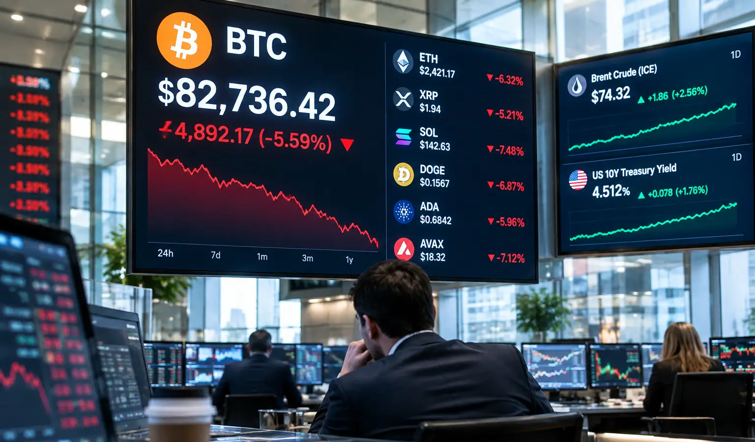 Bitcoin scende sotto gli $83.000 mentre petrolio e tassi salgono