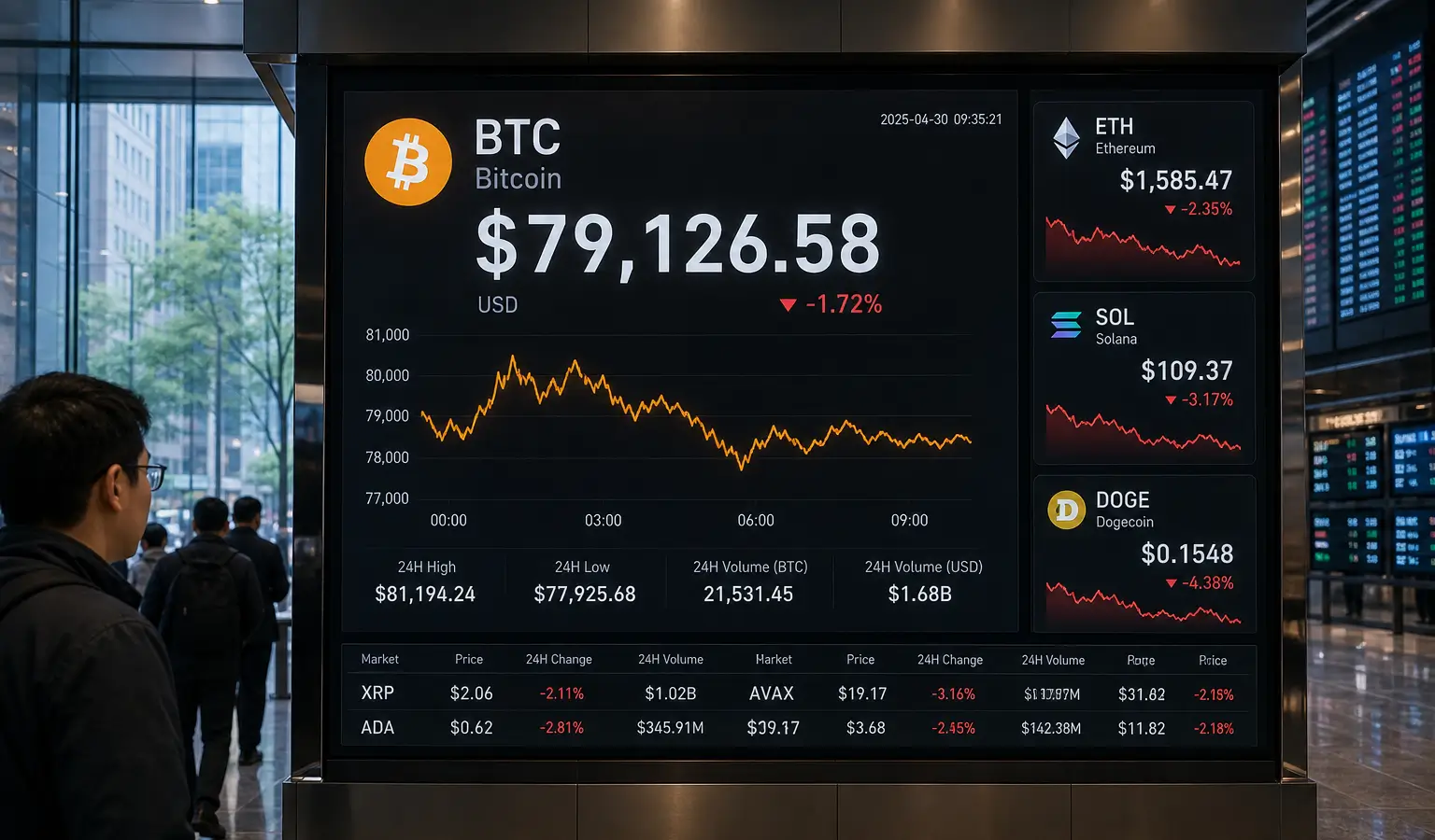 Bitcoin hält sich bei 79.000 Dollar, während Ether und Solana fallen
