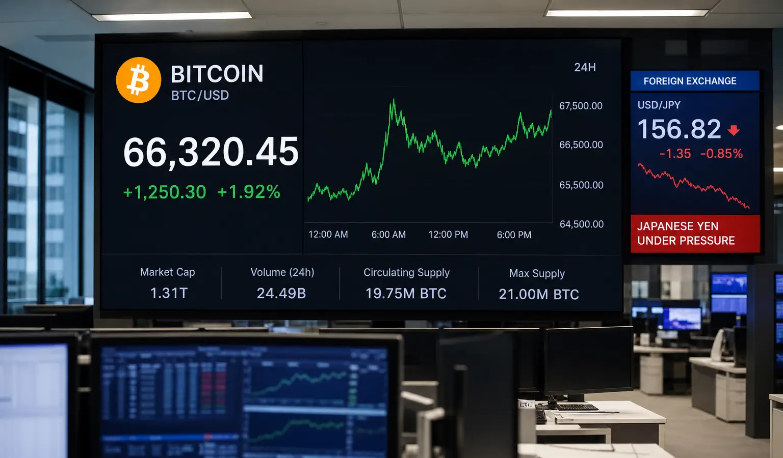 Bitcoin Holds Near $66,300 as Yen Slides