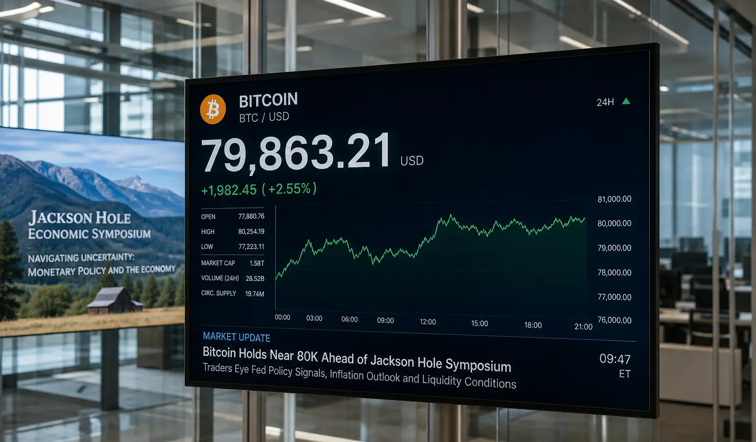 Bitcoin Holds Near $80,000 as Jackson Hole Opens