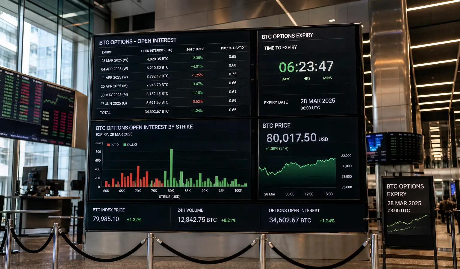 Bitcoin approche les 80 000 $ avant une expiration d’options de 6,4 milliards de dollars