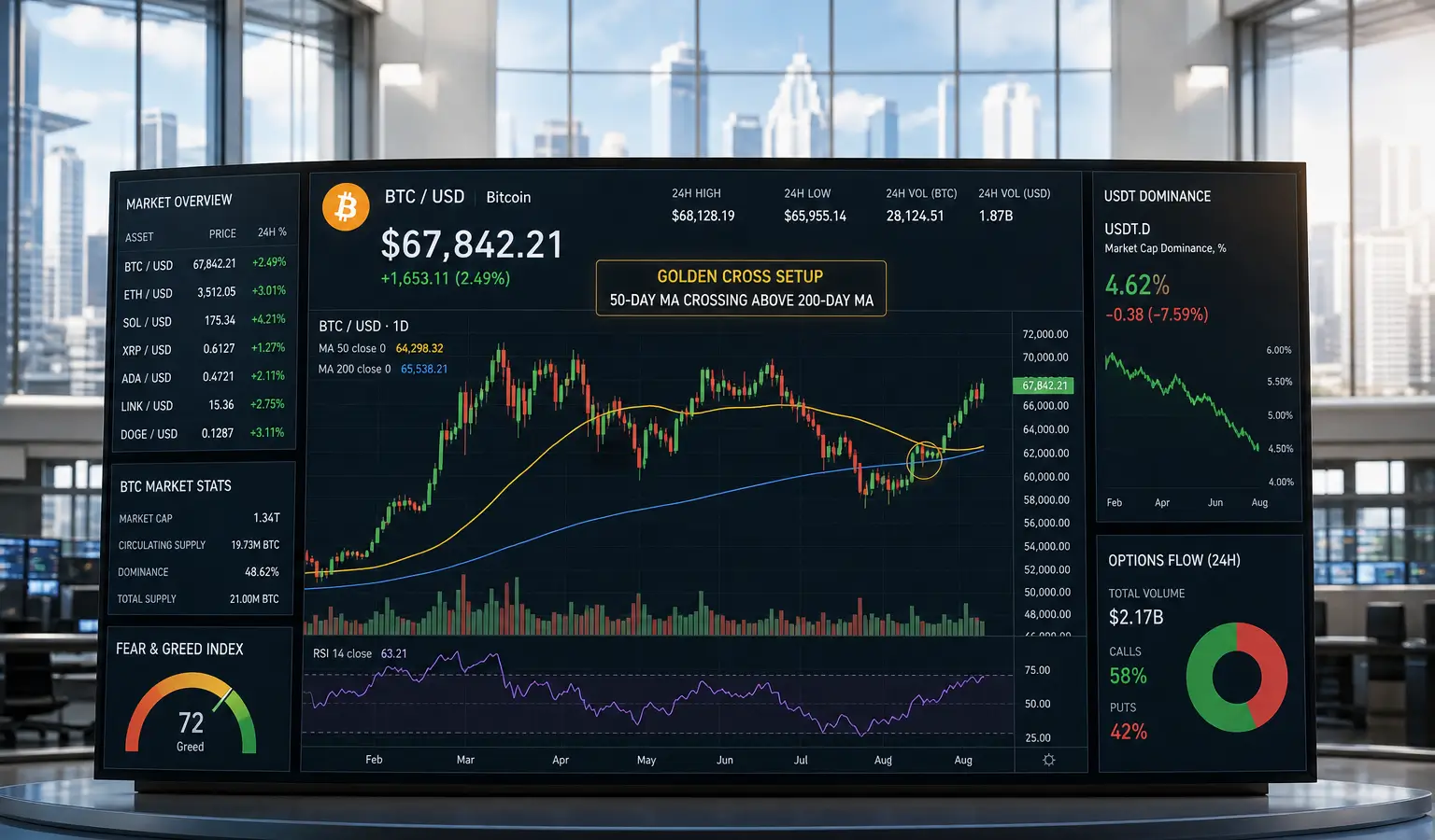 Bitcoin nadert golden cross terwijl USDT-signaal kantelt