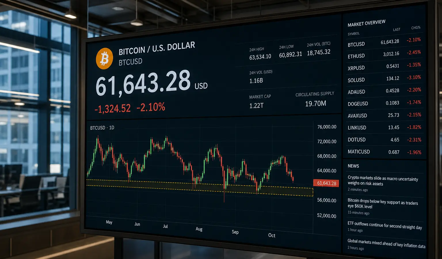 Bitcoin podría acercarse a una zona de suelo entre 44.000 y 47.000 dólares