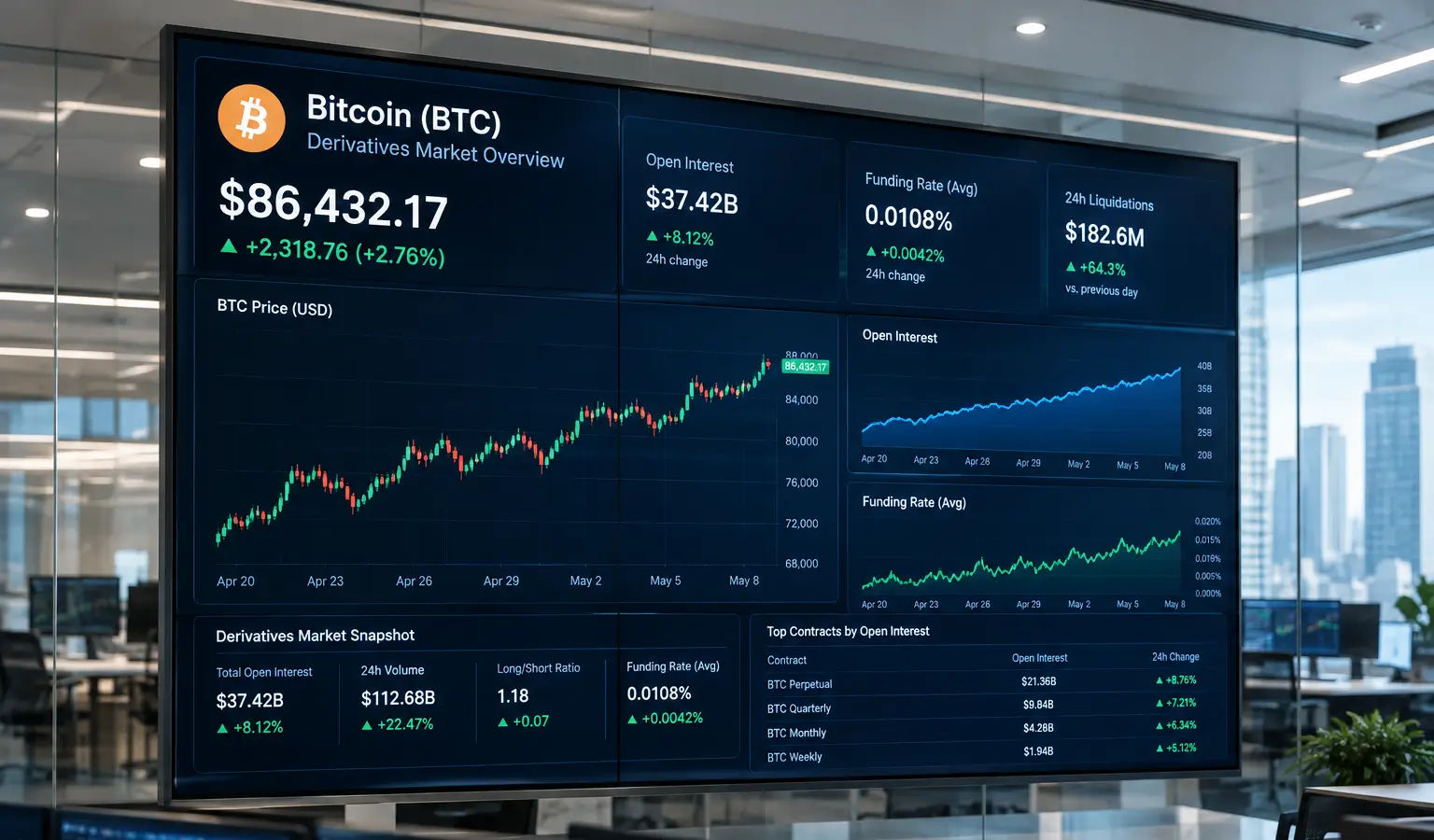 Bitcoin open interest stijgt met $2,3 miljard