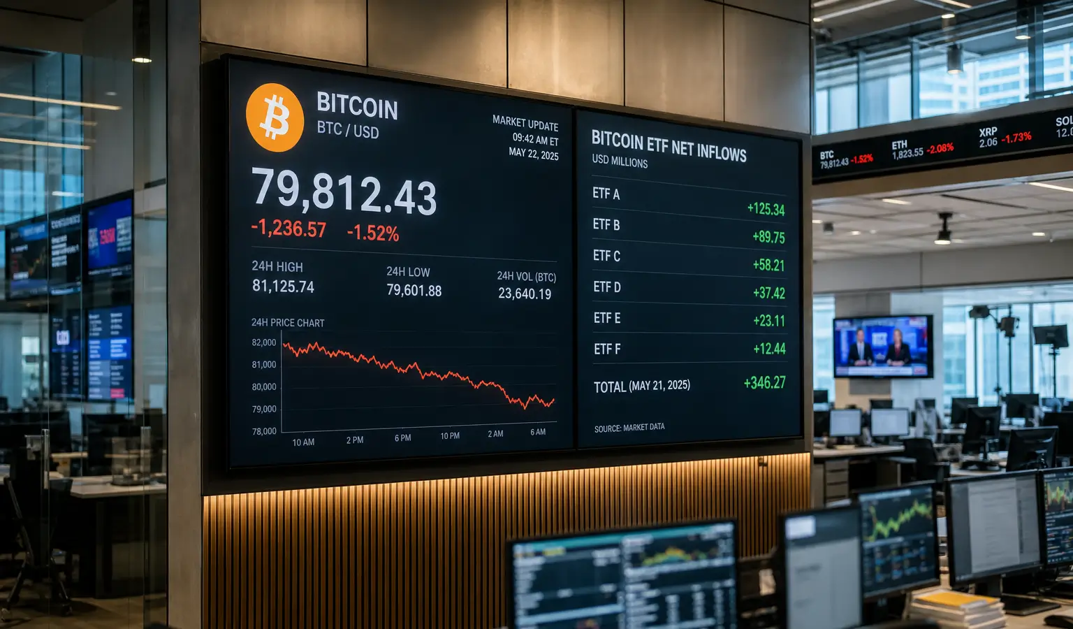 Bitcoin blijft onder $80.000 ondanks afnemende verkoopdruk