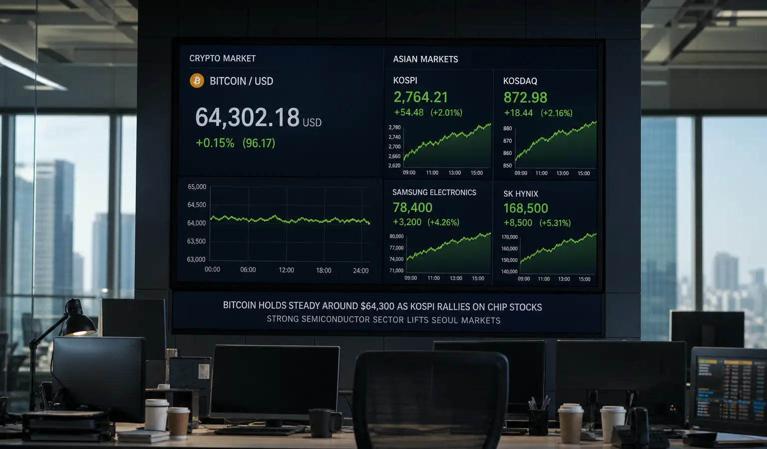 Bitcoin mantém-se estável enquanto o Kospi atinge novo recorde