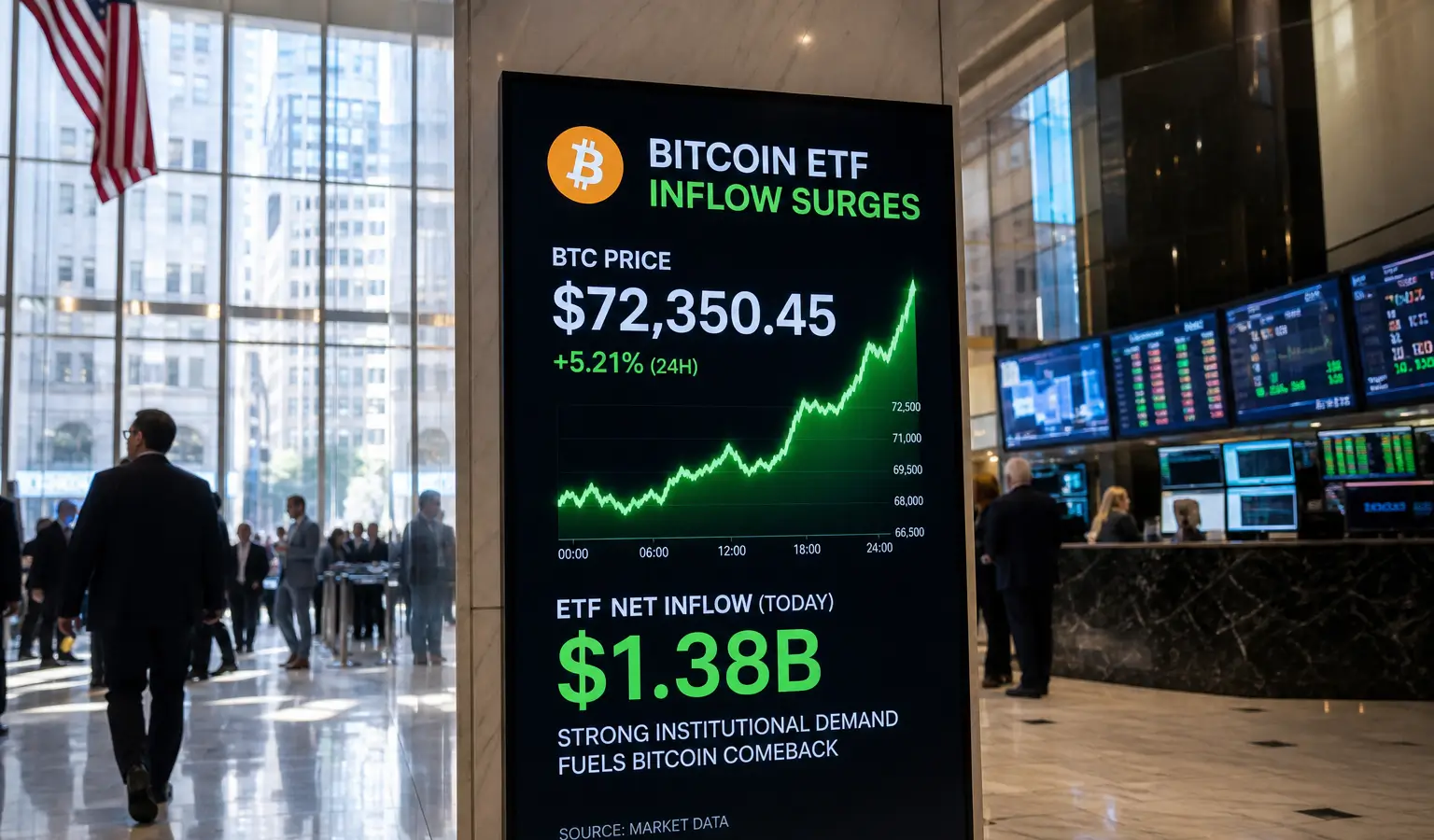 Bitcoin stijgt 13% na Fed-verhoging en ETF-instroom