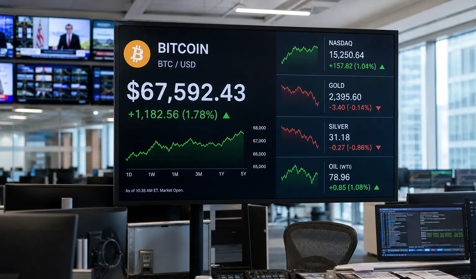 Bitcoin stijgt terwijl tech, goud en zilver dalen