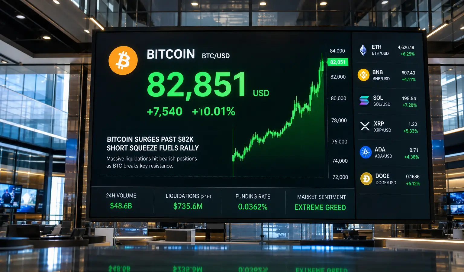 Bitcoin stijgt naar $82.851 na Fed-signaal van Waller