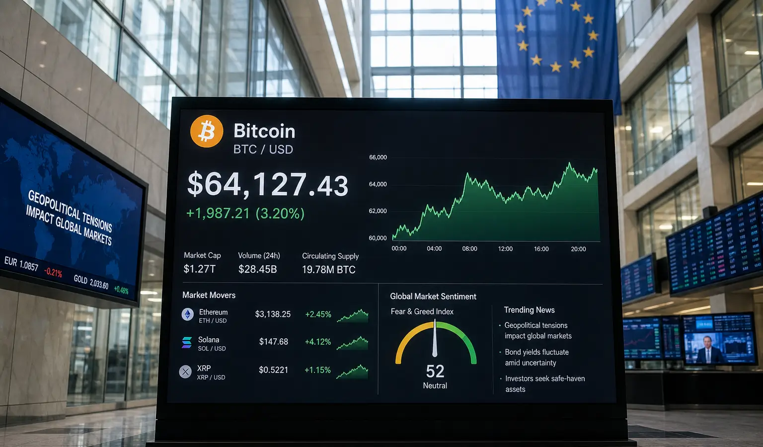Bitcoin blijft stabiel rond $64.000 te midden van VS-Iran wapenstilstandsgesprekken