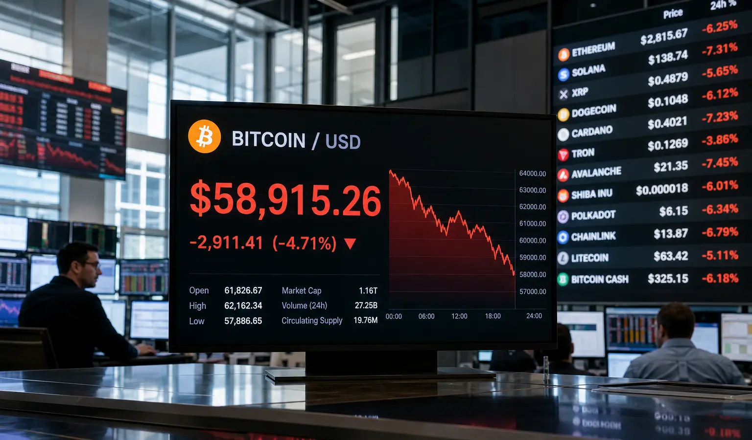Bitcoin zakt onder $60.000 en staat op dubbele kwartaalverlies