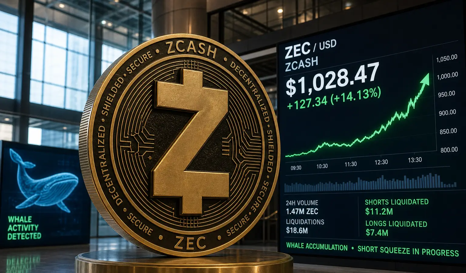 Bitcoin-whales duwden Dan Held naar Zcash vóór rally boven $1.000