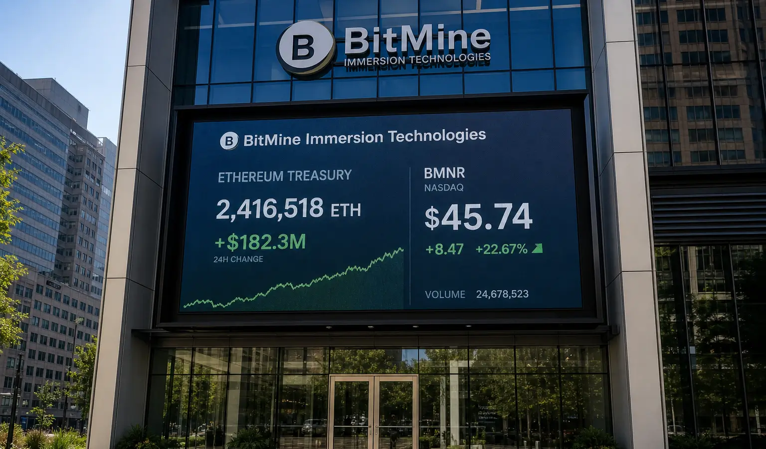 BitMine sobe 13% após atualização sobre a tesouraria em Ethereum