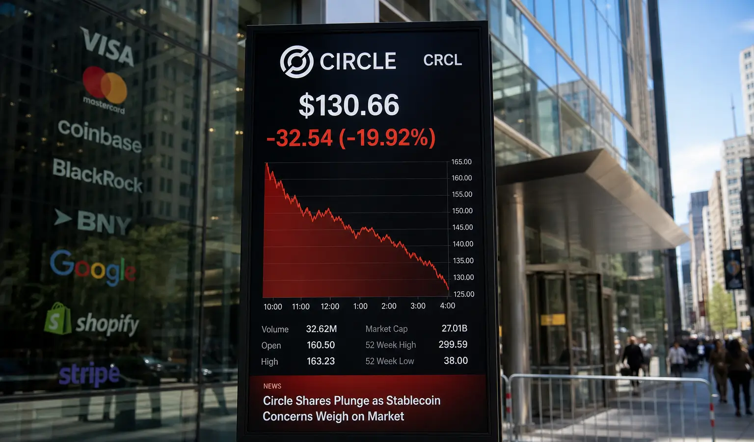 Circle daalt 15% na lancering van Open USD door Visa en Coinbase