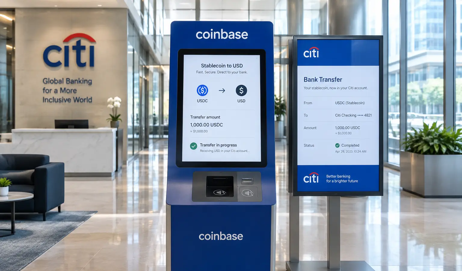 Citi koppelt stablecoin-betalingen aan Coinbase