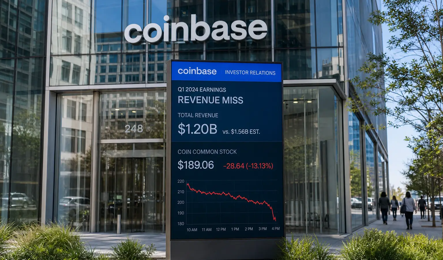Coinbase daalt na winstdaling en omzetmisser in Q2