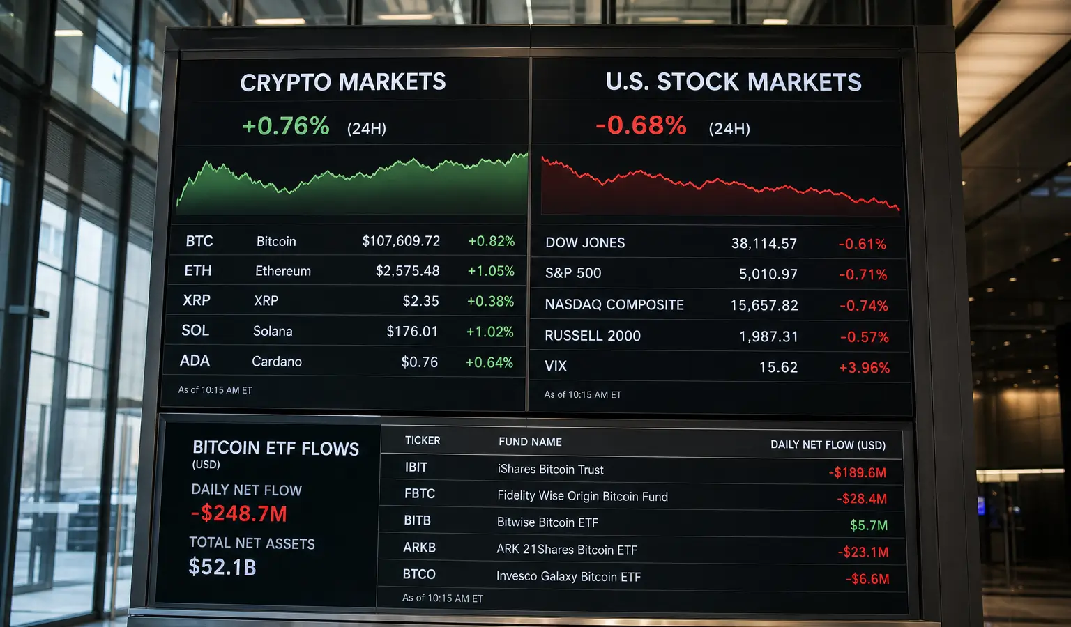 Crypto stijgt 1% terwijl Wall Street daalt