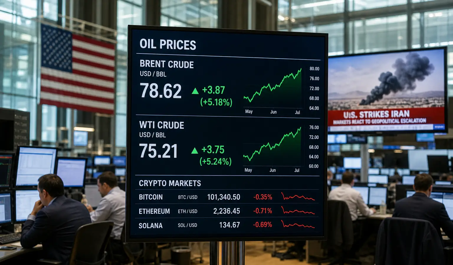 Crypto daalt na Amerikaanse aanvallen op Iran