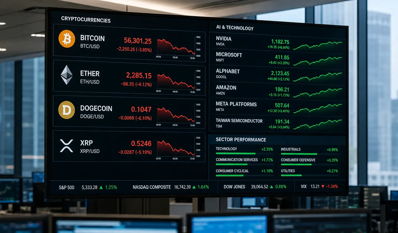 Krypto-Majors verlieren bis zu 10 Prozent, während KI-Aktien gefragt sind