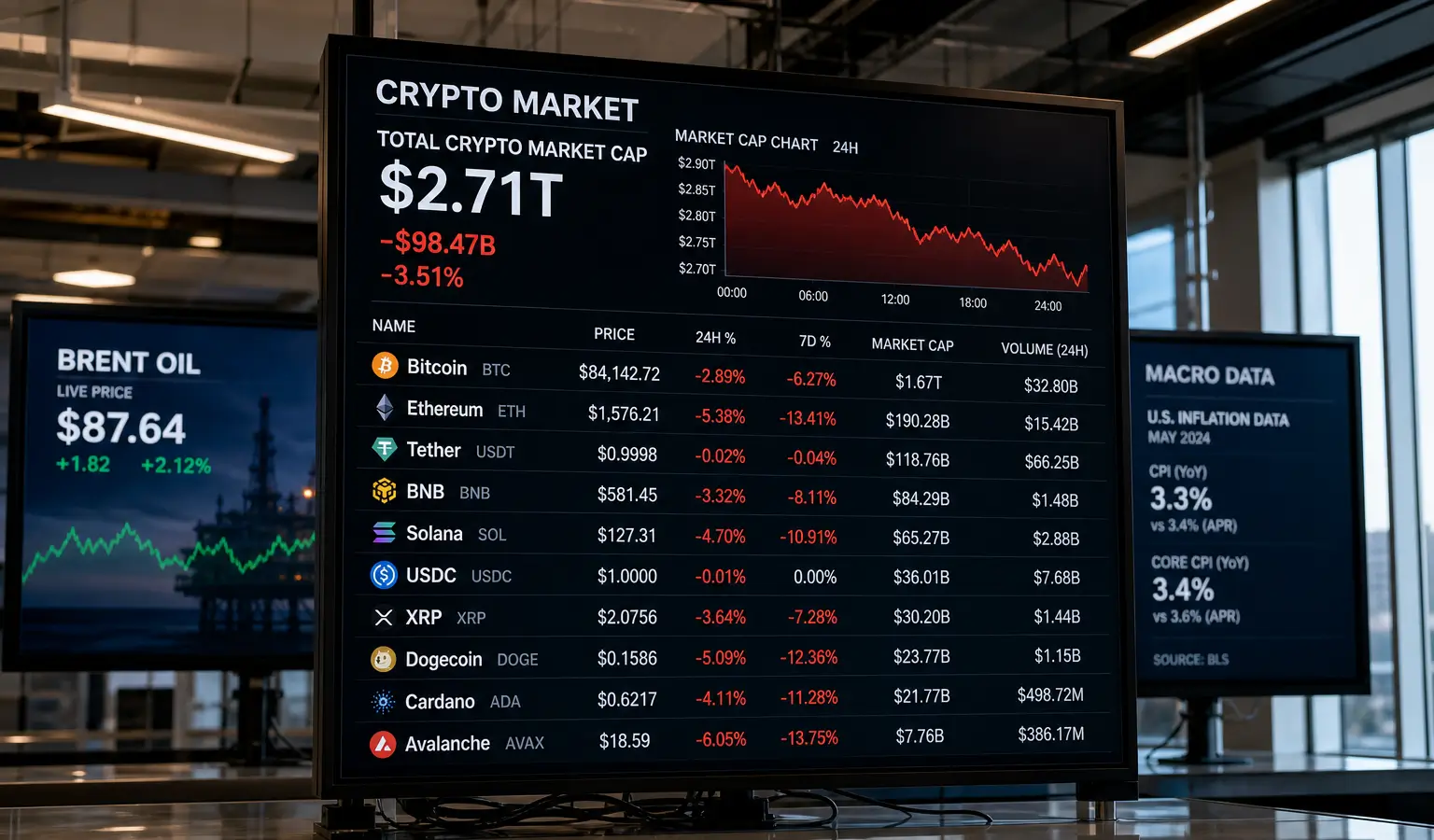 Crypto Falls on Iran Tensions and Weak Inflation Data