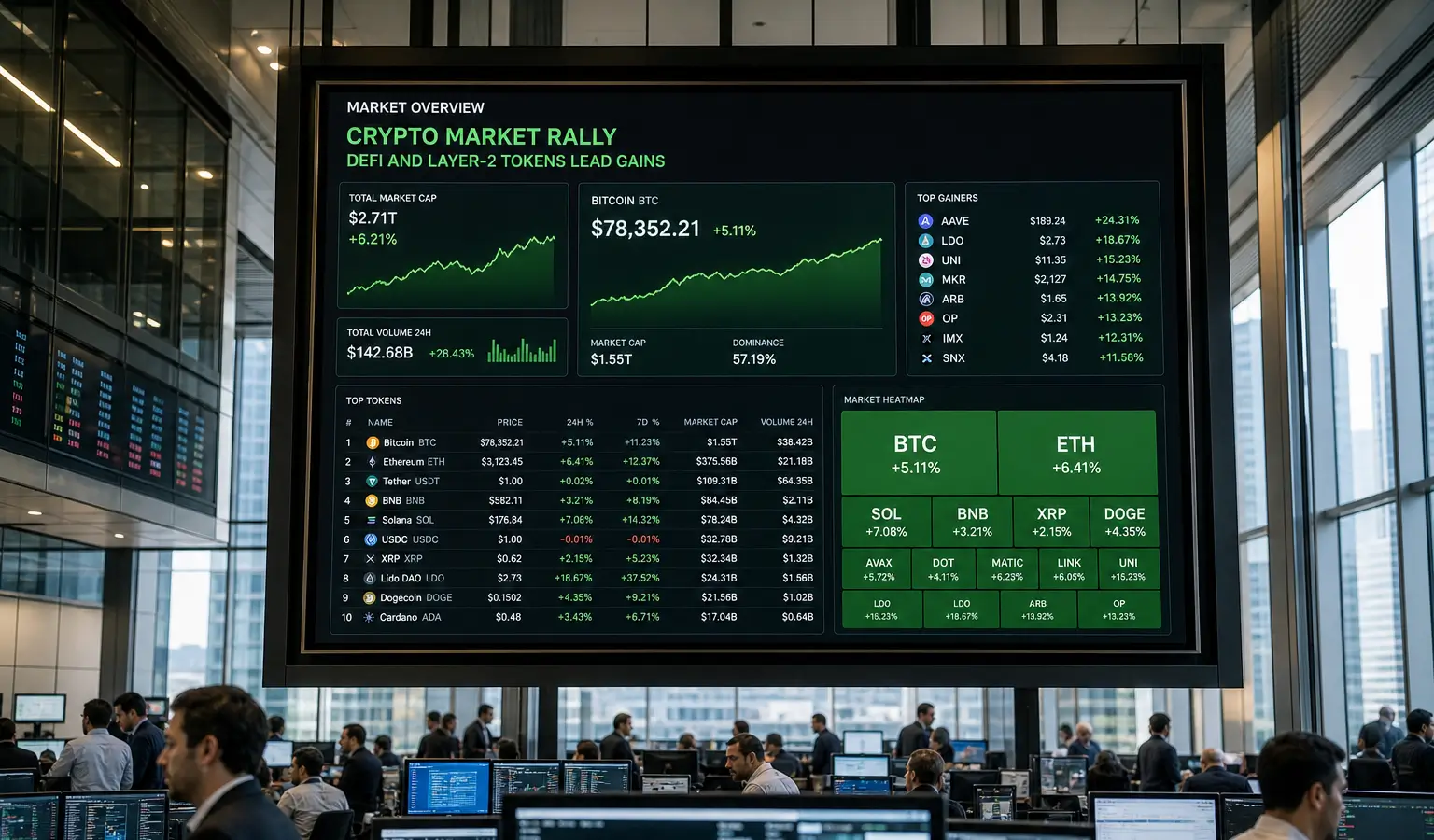 Tokeny DeFi i layer-2 napędzają wzrosty na rynku krypto