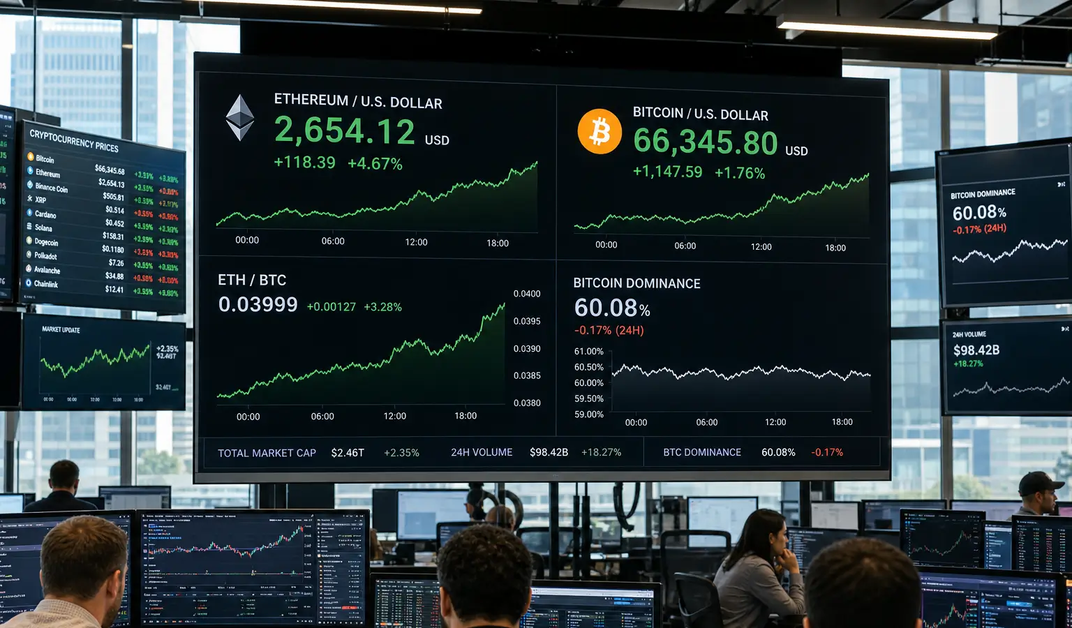 Ethereum breekt uit tegen Bitcoin, maar 60% dominance houdt stand