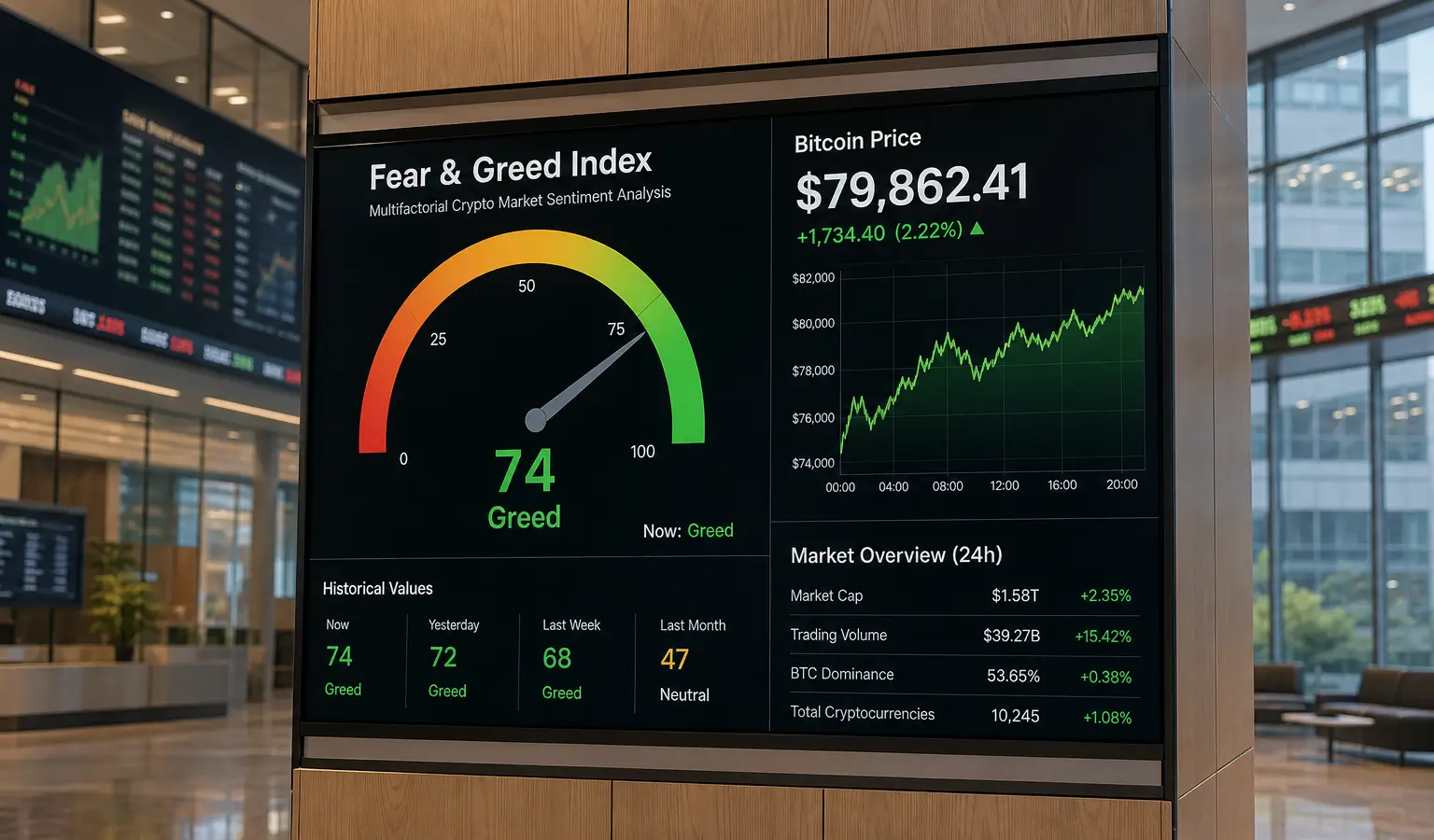 Fear & Greed Index springt nach Bitcoin-Rally auf 74
