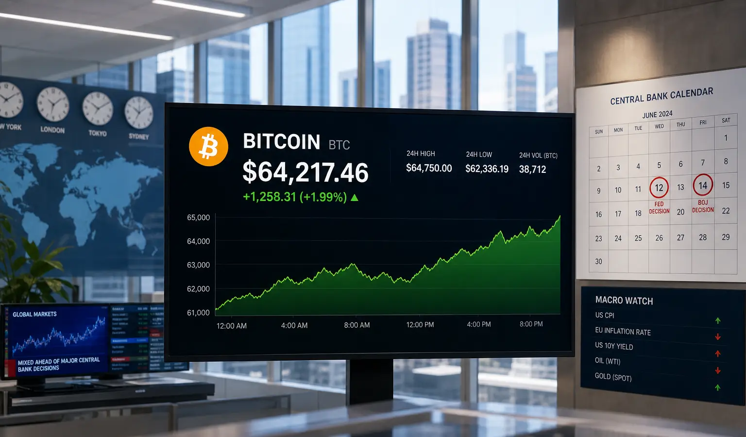 Fed en BoJ beslissen volgende week over rente, Bitcoin kijkt mee