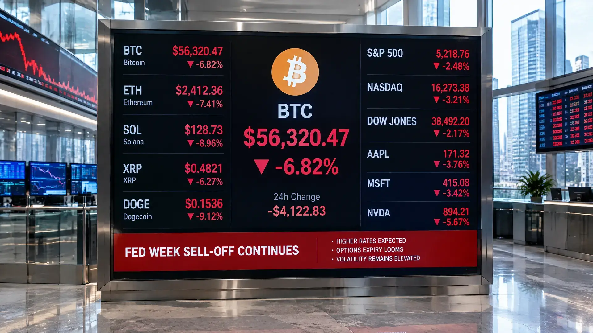 Fed-Woche setzt Bitcoin und Aktien vor 11-Milliarden-Dollar-Expiry unter Druck