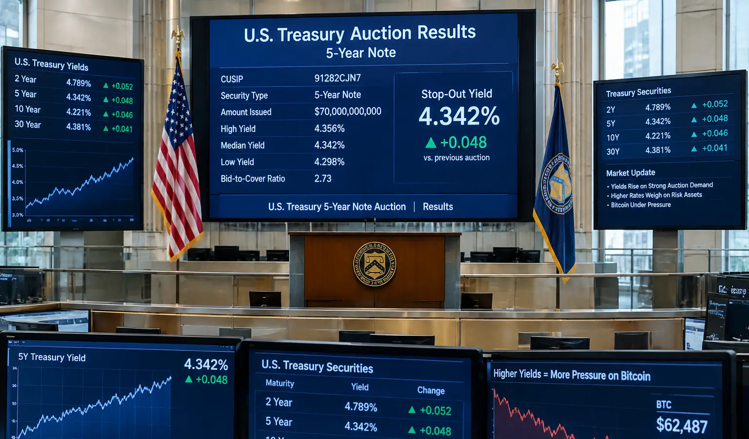 Hoge Amerikaanse veilingrente zet Bitcoin onder druk