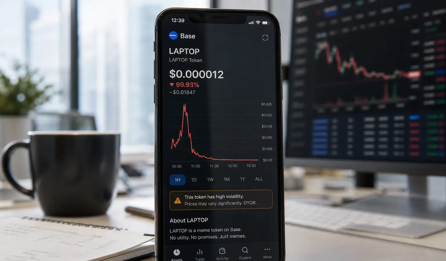 Hunter Bidens LAPTOP-token zakt 98% na Base-lancering