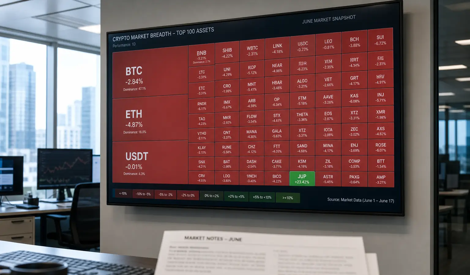June Shows Weak Crypto Breadth Despite Positive Average Returns