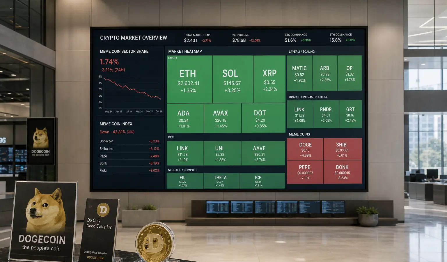 Meme Coin Dominance Falls to Its Lowest Level Since 2024