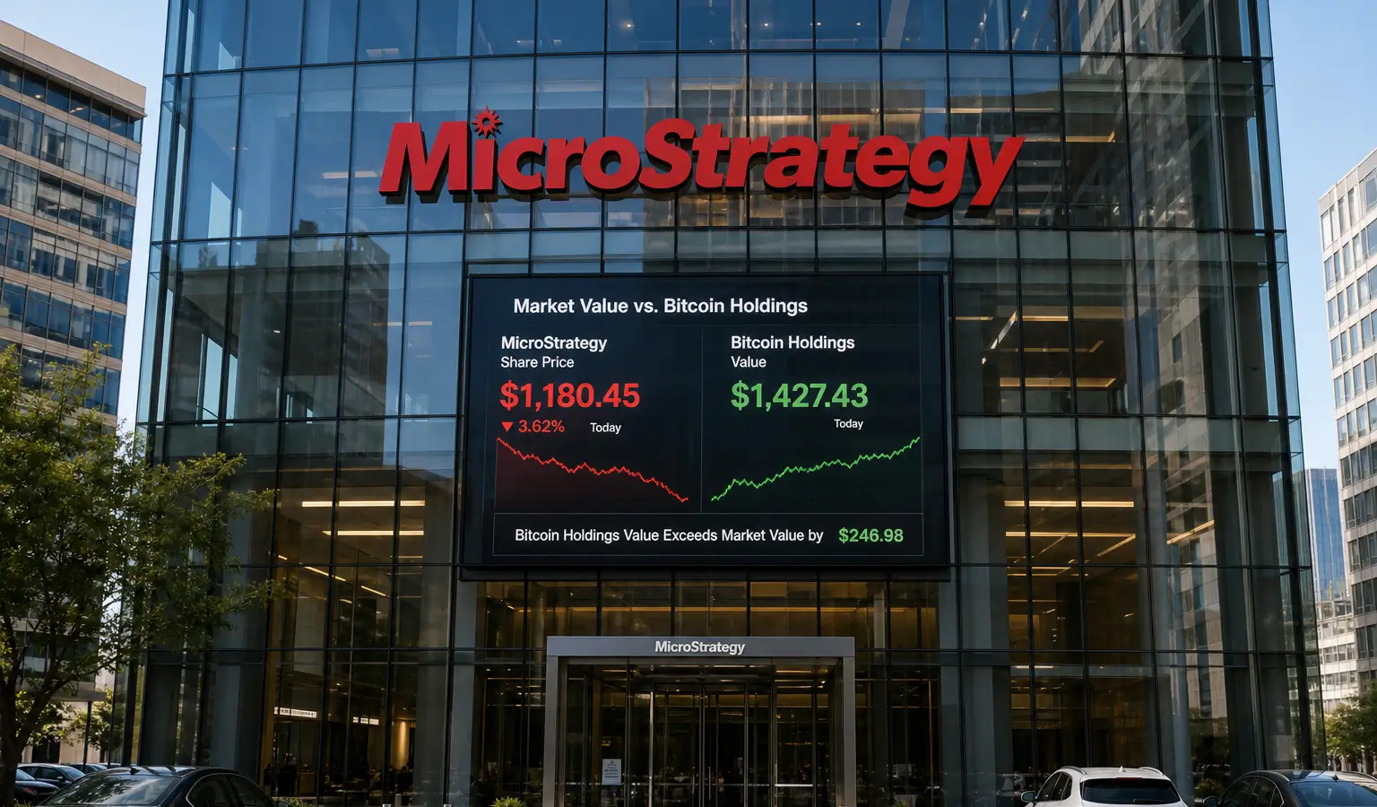 MicroStrategy scende sotto il valore delle sue riserve in Bitcoin