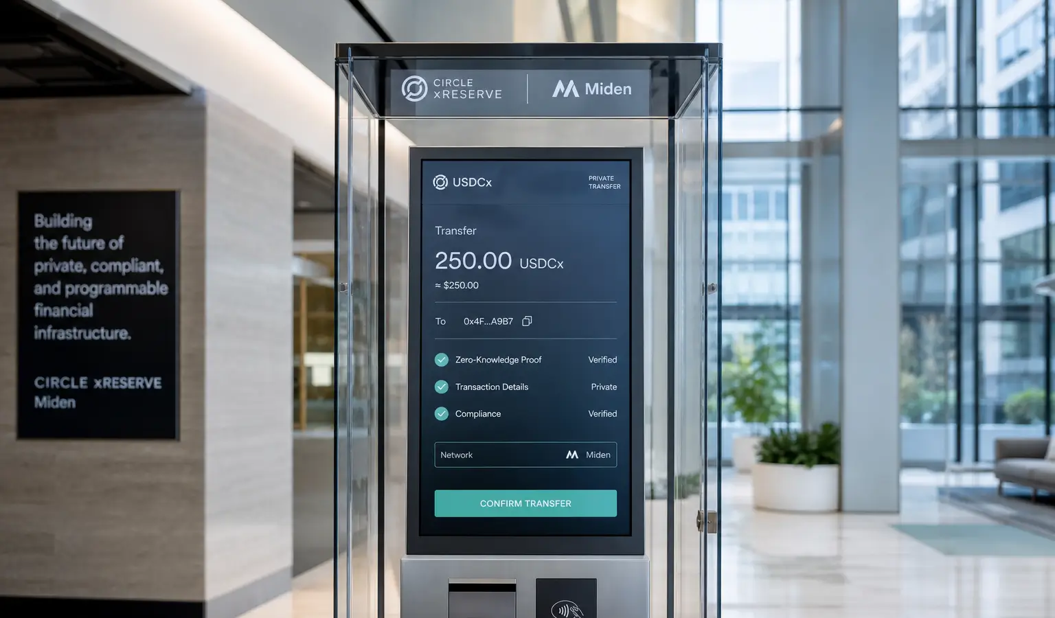 Miden Launches USDCx With Circle xReserve for Privacy