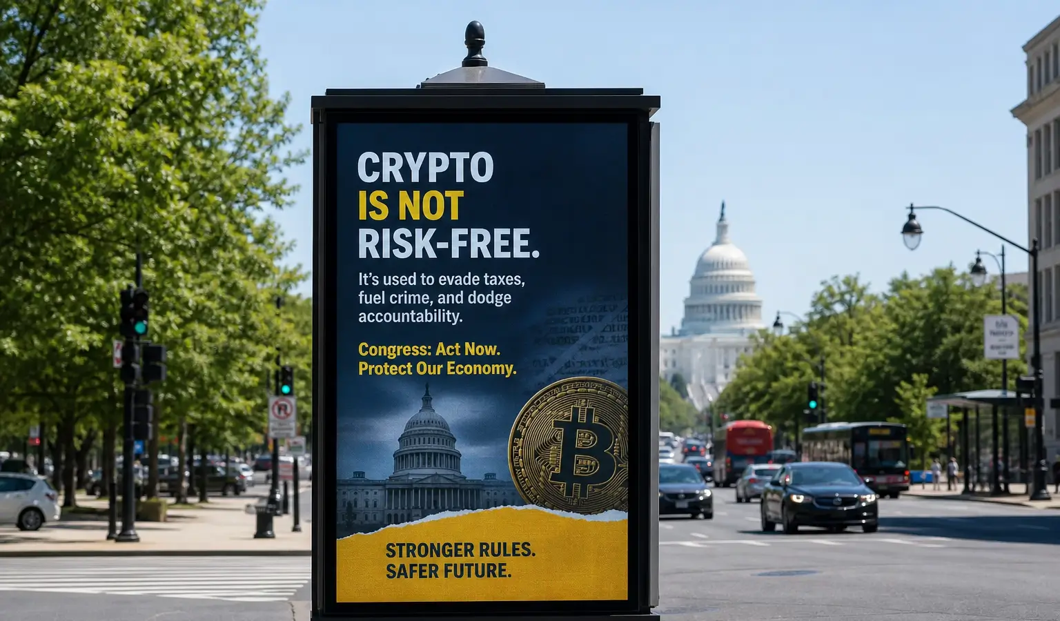 Mystery Group Floods Washington With Crypto Ads Around Clarity Act