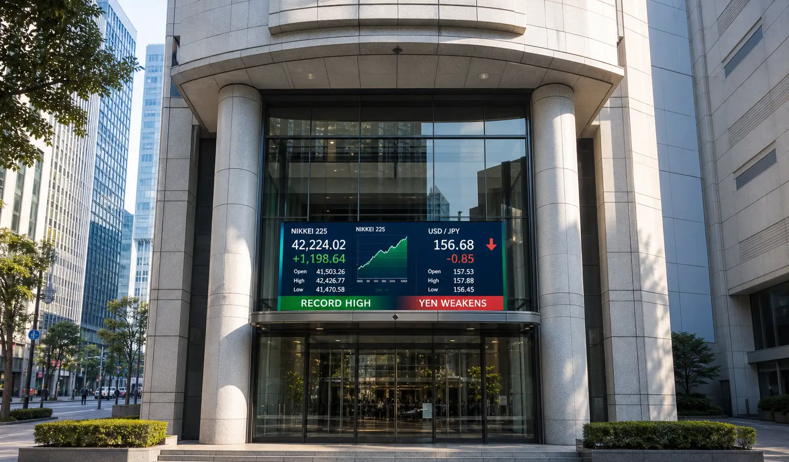 Il Nikkei tocca un nuovo record mentre lo yen scende ai minimi dal 1986