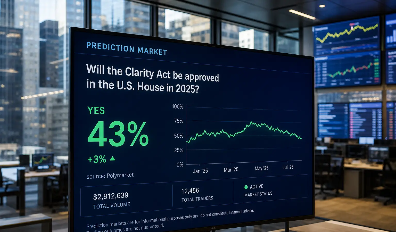 Polymarket Puts Clarity Act Approval Odds at 43% After Trump Ethics Rumors