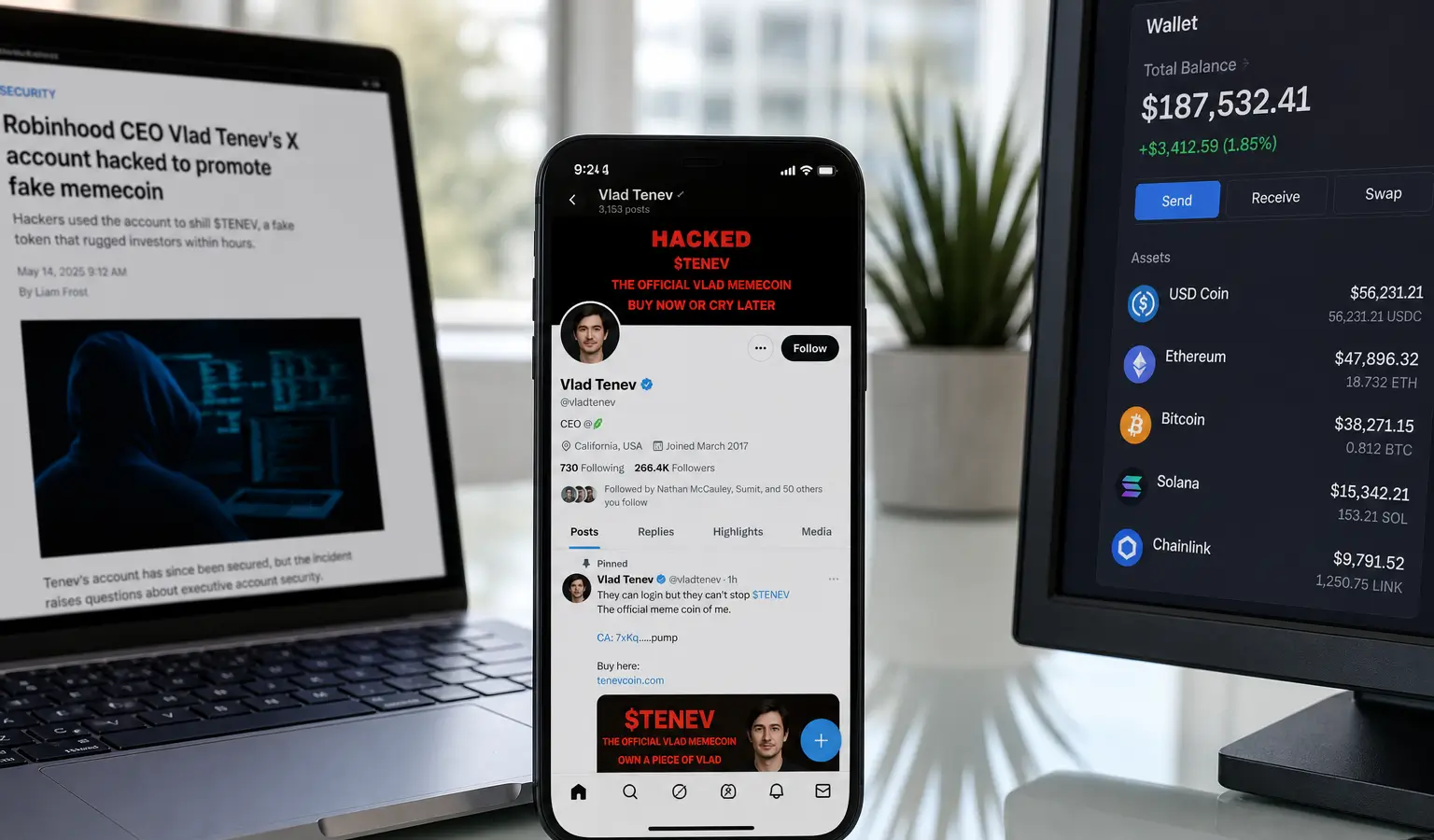 Robinhood CEO Hacked in Fake Memecoin Push on Chain