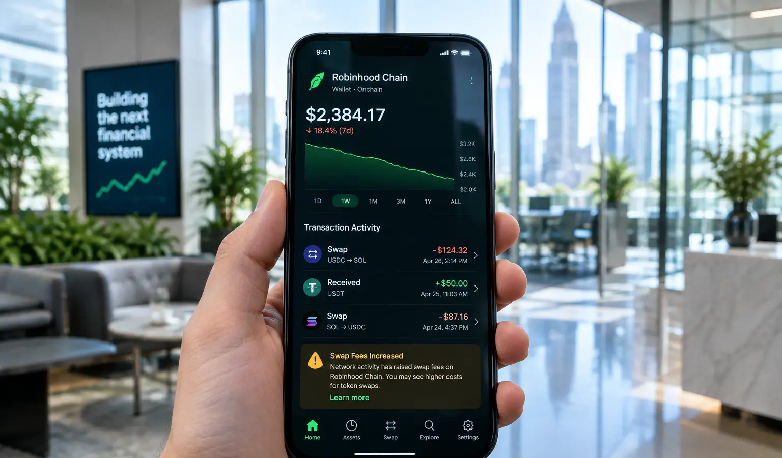 Robinhood Chain ziet transacties 42% dalen