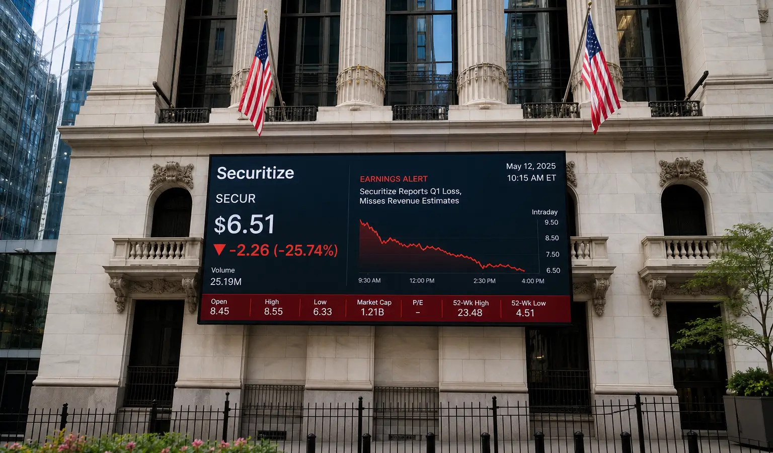 Securitize Drops 20% After Missing Quarterly Estimates