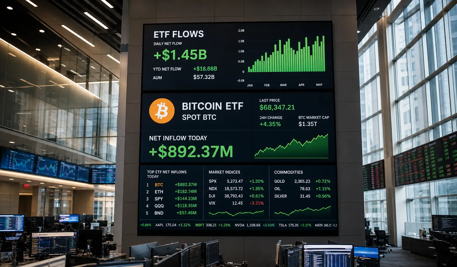 Spot Bitcoin ETF's trekken bijna $1 miljard op maandag